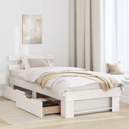 vidaXL Bed Frame with Headboard White 75 x 190 cm Solid Pine Wood