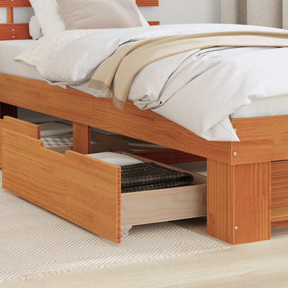 vidaXL Bed Frame with Headboard Wax Brown 75 x 190 cm Solid Pine Wood