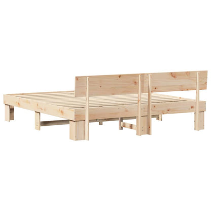 vidaXL Bed Frame with Headboard Natural 180 x 200 cm Solid Pine Wood