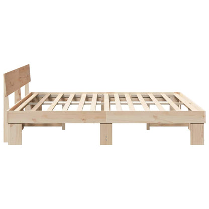 vidaXL Bed Frame with Headboard Natural 180 x 200 cm Solid Pine Wood