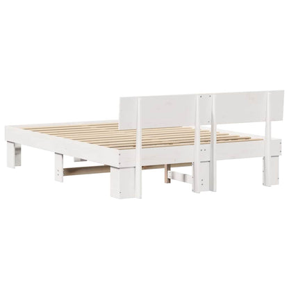 vidaXL Bed Frame with Headboard White 160 x 200 cm Solid Pine Wood