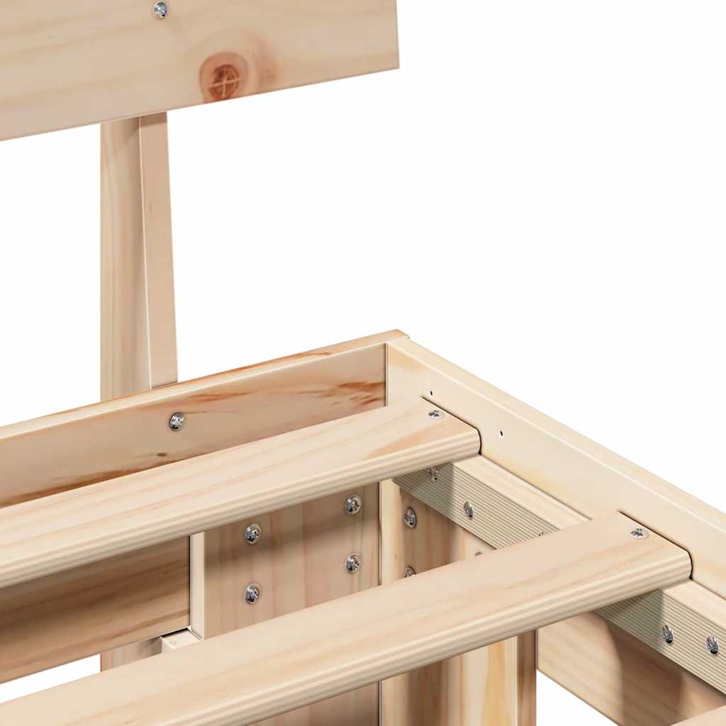 vidaXL Bed Frame with Headboard Natural 150 x 200 cm Solid Pine Wood