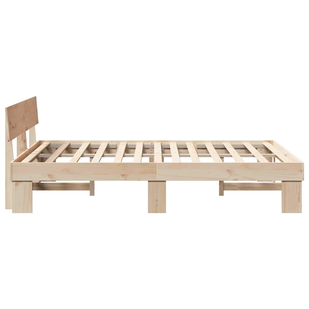 vidaXL Bed Frame with Headboard Natural 140 x 200 cm Solid Pine Wood