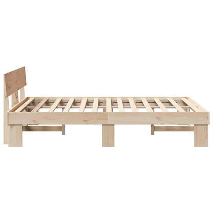 vidaXL Bed Frame with Headboard Natural 140 x 200 cm Solid Pine Wood