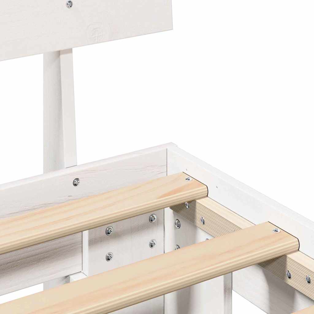 vidaXL Bed Frame with Headboard White 140 x 200 cm Solid Pine Wood