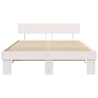 vidaXL Bed Frame with Headboard White 140 x 200 cm Solid Pine Wood