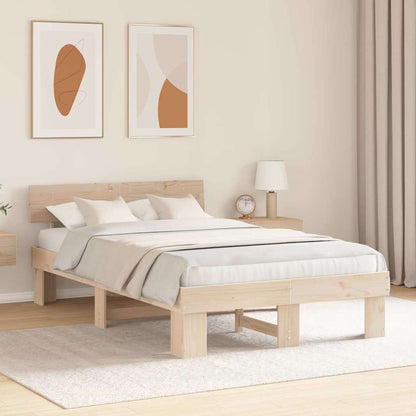 vidaXL Bed Frame with Headboard Natural 120 x 200 cm Solid Pine Wood