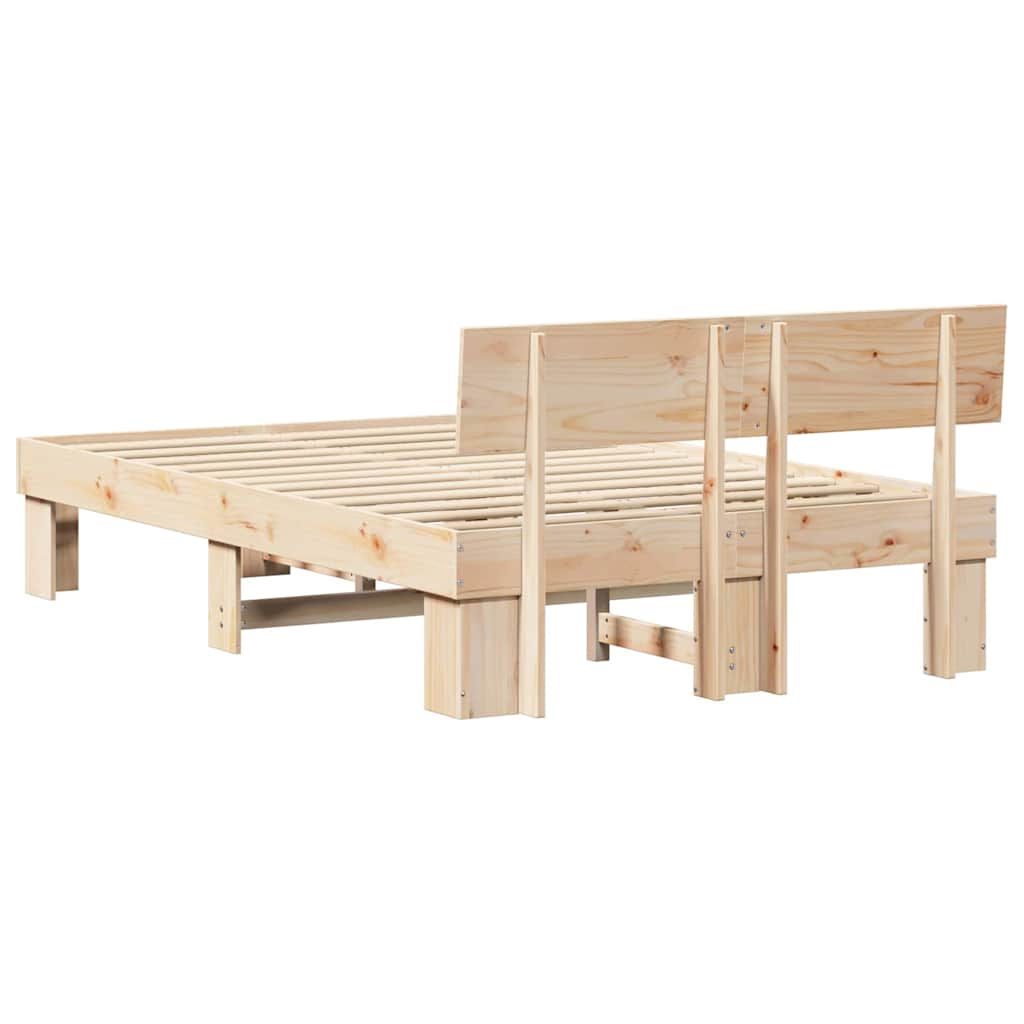 vidaXL Bed Frame with Headboard Natural 120 x 200 cm Solid Pine Wood