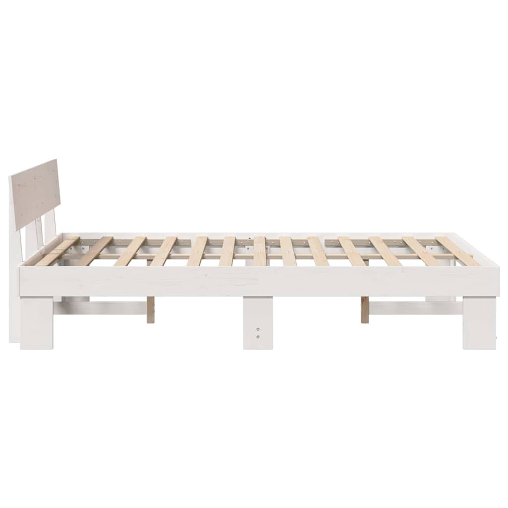vidaXL Bed Frame with Headboard White 120 x 200 cm Solid Pine Wood