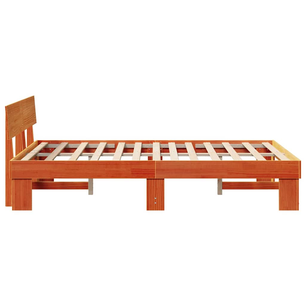 vidaXL Bed Frame with Headboard Wax Brown 120 x 200 cm Solid Pine Wood