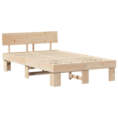 vidaXL Bed Frame with Headboard Natural 140 x 190 cm Solid Pine Wood