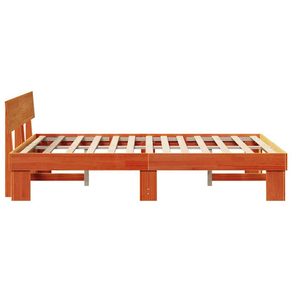 vidaXL Bed Frame with Headboard Wax Brown 140 x 190 cm Solid Pine Wood