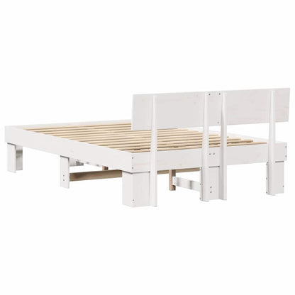 vidaXL Bed Frame with Headboard White 135 x 190 cm Solid Pine Wood
