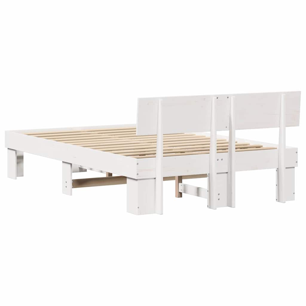vidaXL Bed Frame with Headboard White 120 x 190 cm Solid Pine Wood
