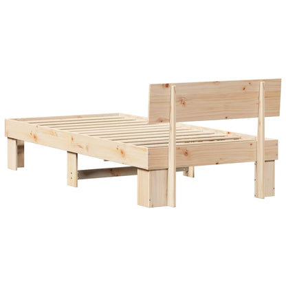 vidaXL Bed Frame with Headboard Natural 100 x 200 cm Solid Pine Wood
