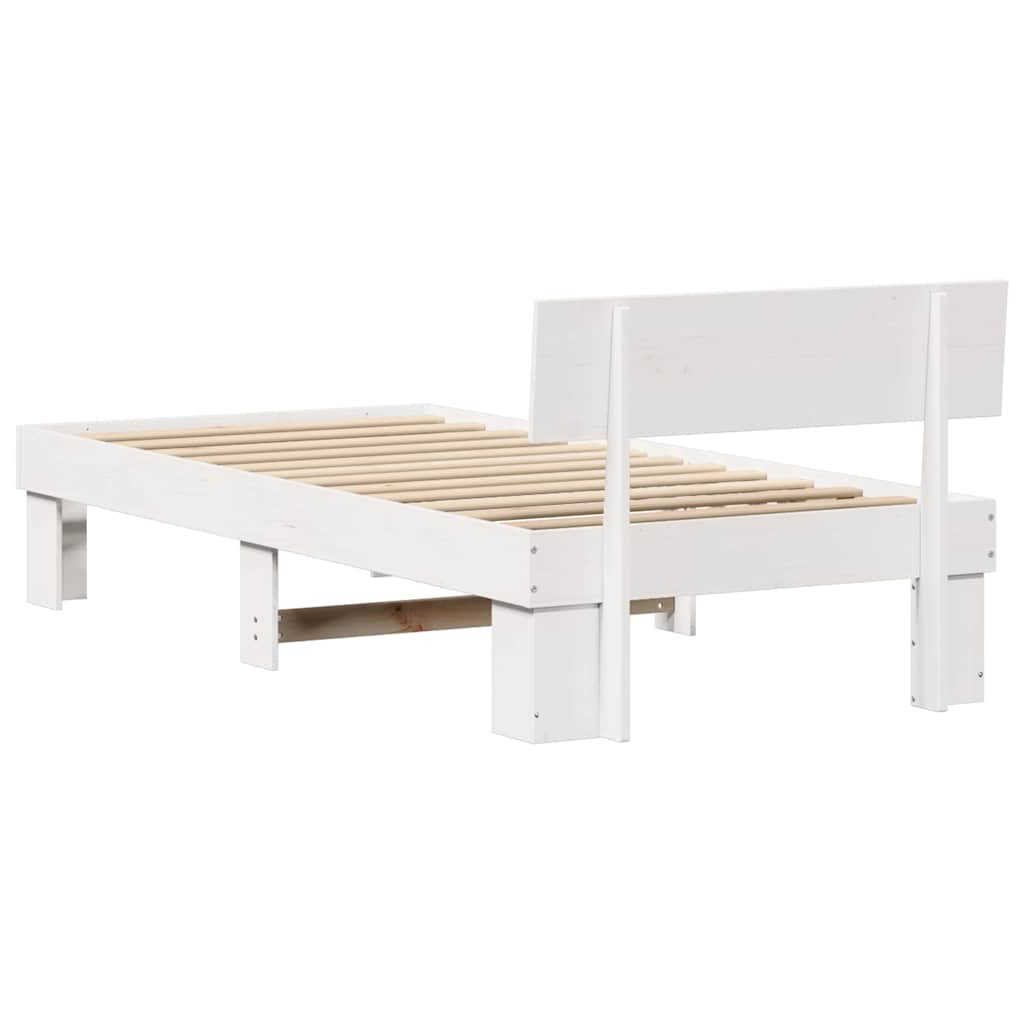 vidaXL Bed Frame with Headboard White 100 x 200 cm Solid Pine Wood