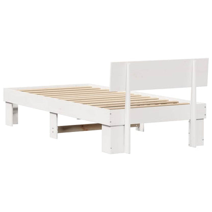 vidaXL Bed Frame with Headboard White 100 x 200 cm Solid Pine Wood