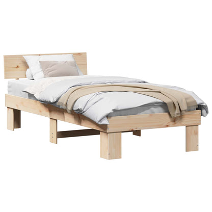 vidaXL Bed Frame with Headboard Natural 80 x 200 cm Solid Pine Wood