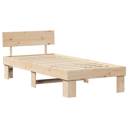 vidaXL Bed Frame with Headboard Natural 80 x 200 cm Solid Pine Wood