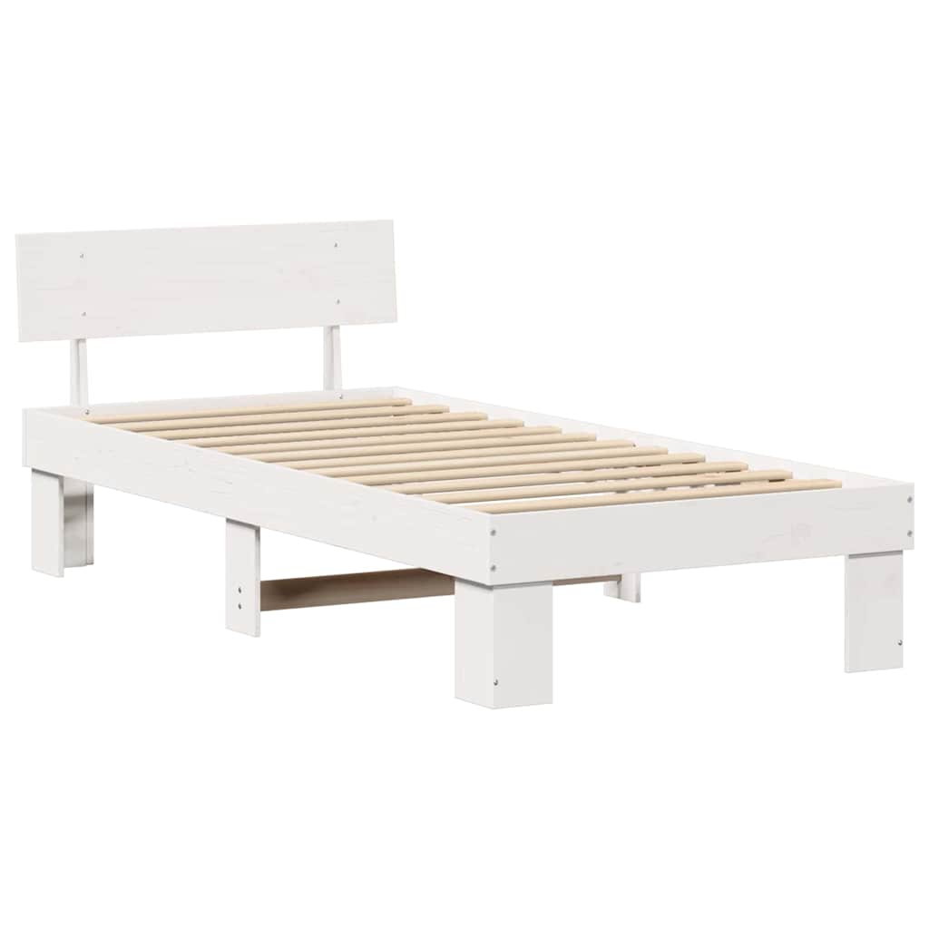 vidaXL Bed Frame with Headboard White 80 x 200 cm Solid Pine Wood