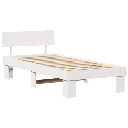 vidaXL Bed Frame with Headboard White 80 x 200 cm Solid Pine Wood