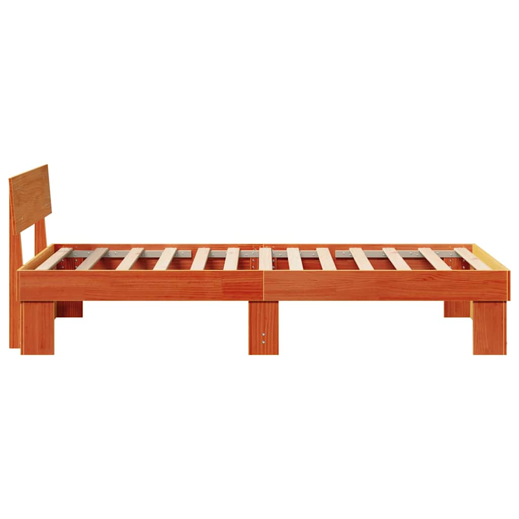 vidaXL Bed Frame with Headboard Wax Brown 80 x 200 cm Solid Pine Wood