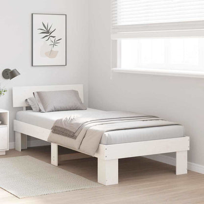 vidaXL Bed Frame with Headboard White 90 x 190 cm Solid Pine Wood