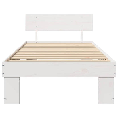 vidaXL Bed Frame with Headboard White 90 x 190 cm Solid Pine Wood