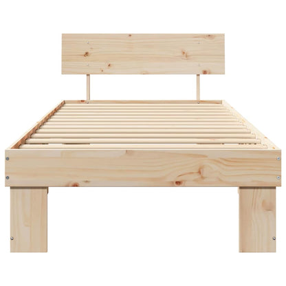 vidaXL Bed Frame with Headboard Natural 75 x 190 cm Solid Pine Wood