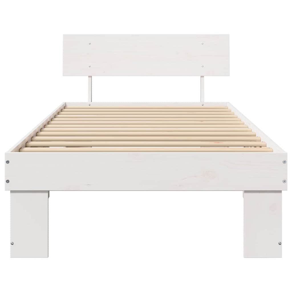 vidaXL Bed Frame with Headboard White 75 x 190 cm Solid Pine Wood