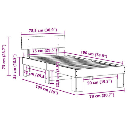 vidaXL Bed Frame with Headboard White 75 x 190 cm Solid Pine Wood