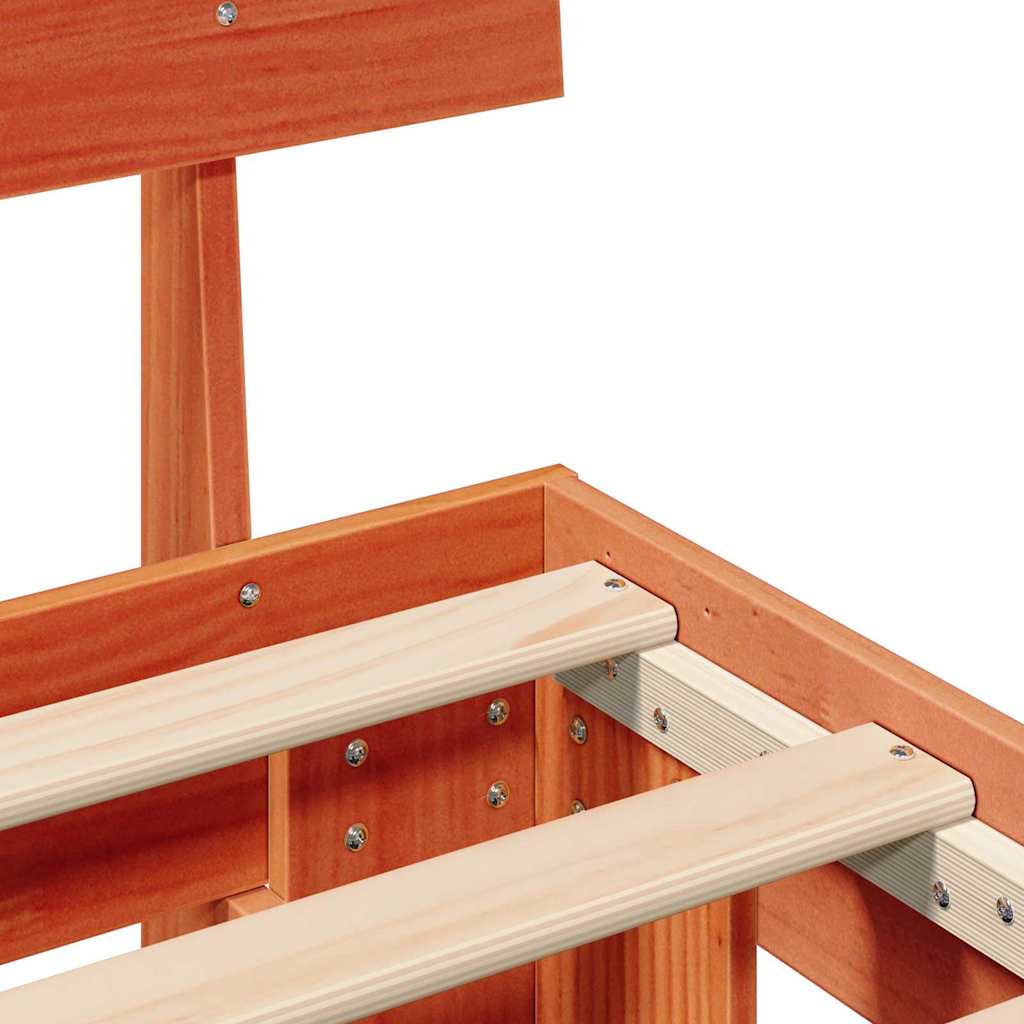 vidaXL Bed Frame with Headboard Wax Brown 75 x 190 cm Solid Pine Wood