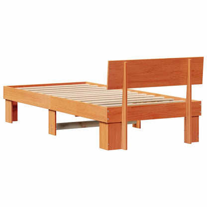 vidaXL Bed Frame with Headboard Wax Brown 75 x 190 cm Solid Pine Wood