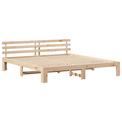 vidaXL Bed Frame with Headboard Natural 200 x 200 cm Solid Pine Wood