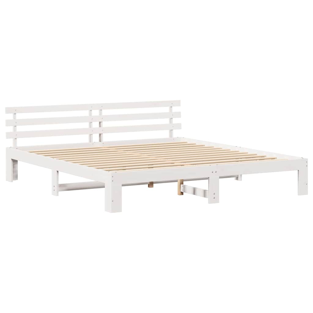 vidaXL Bed Frame with Headboard White 200 x 200 cm Solid Pine Wood