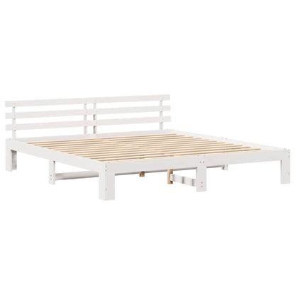 vidaXL Bed Frame with Headboard White 200 x 200 cm Solid Pine Wood