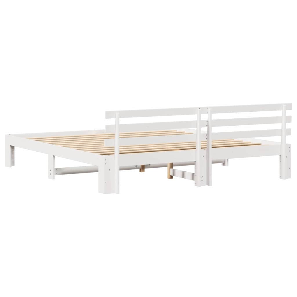 vidaXL Bed Frame with Headboard White 200 x 200 cm Solid Pine Wood