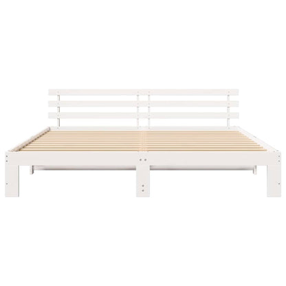 vidaXL Bed Frame with Headboard White 200 x 200 cm Solid Pine Wood