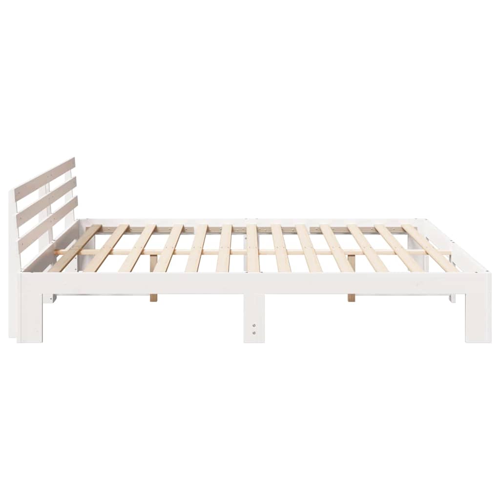vidaXL Bed Frame with Headboard White 200 x 200 cm Solid Pine Wood