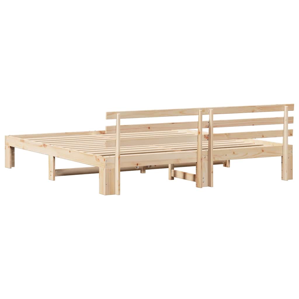 vidaXL Bed Frame with Headboard Natural 180 x 200 cm Solid Pine Wood