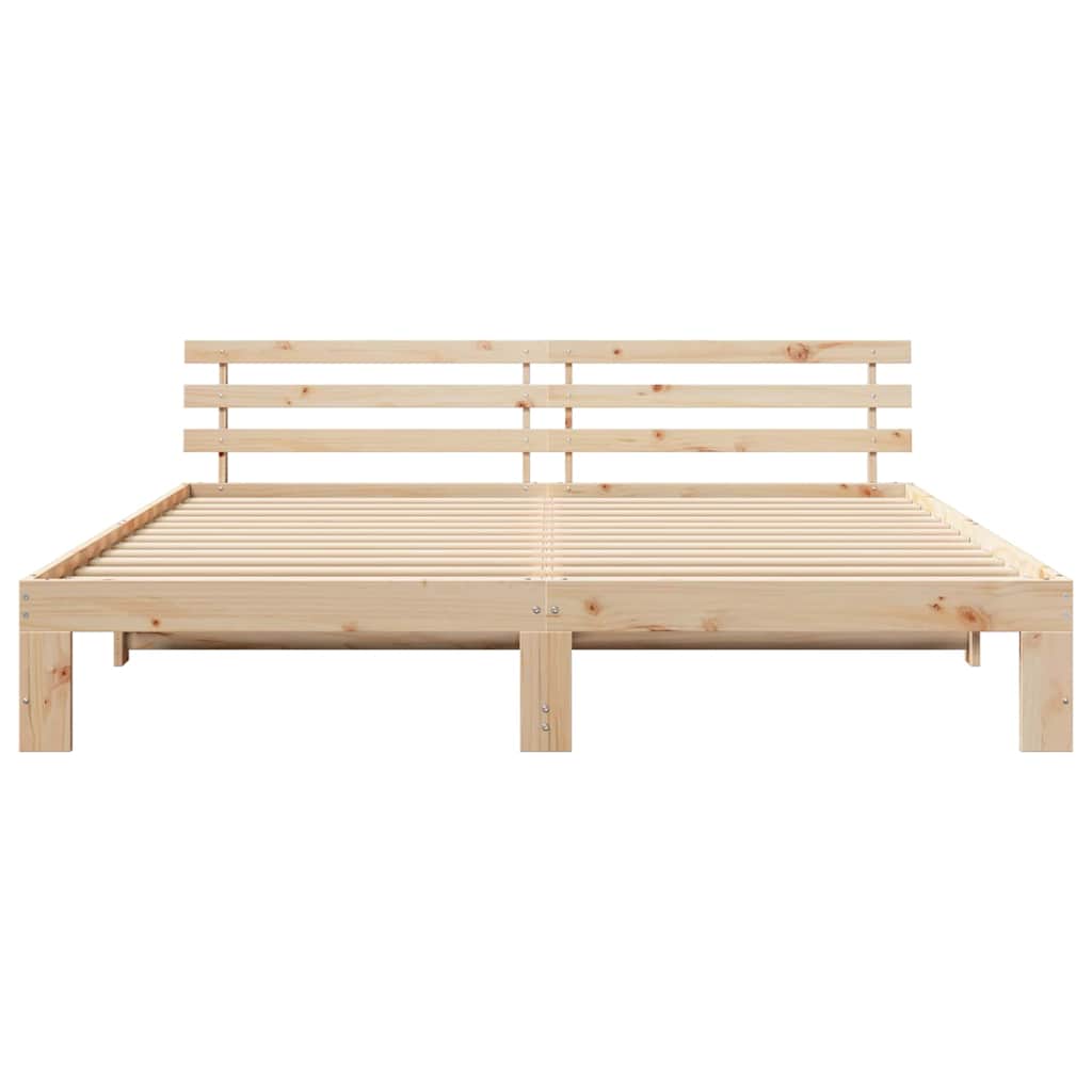vidaXL Bed Frame with Headboard Natural 180 x 200 cm Solid Pine Wood