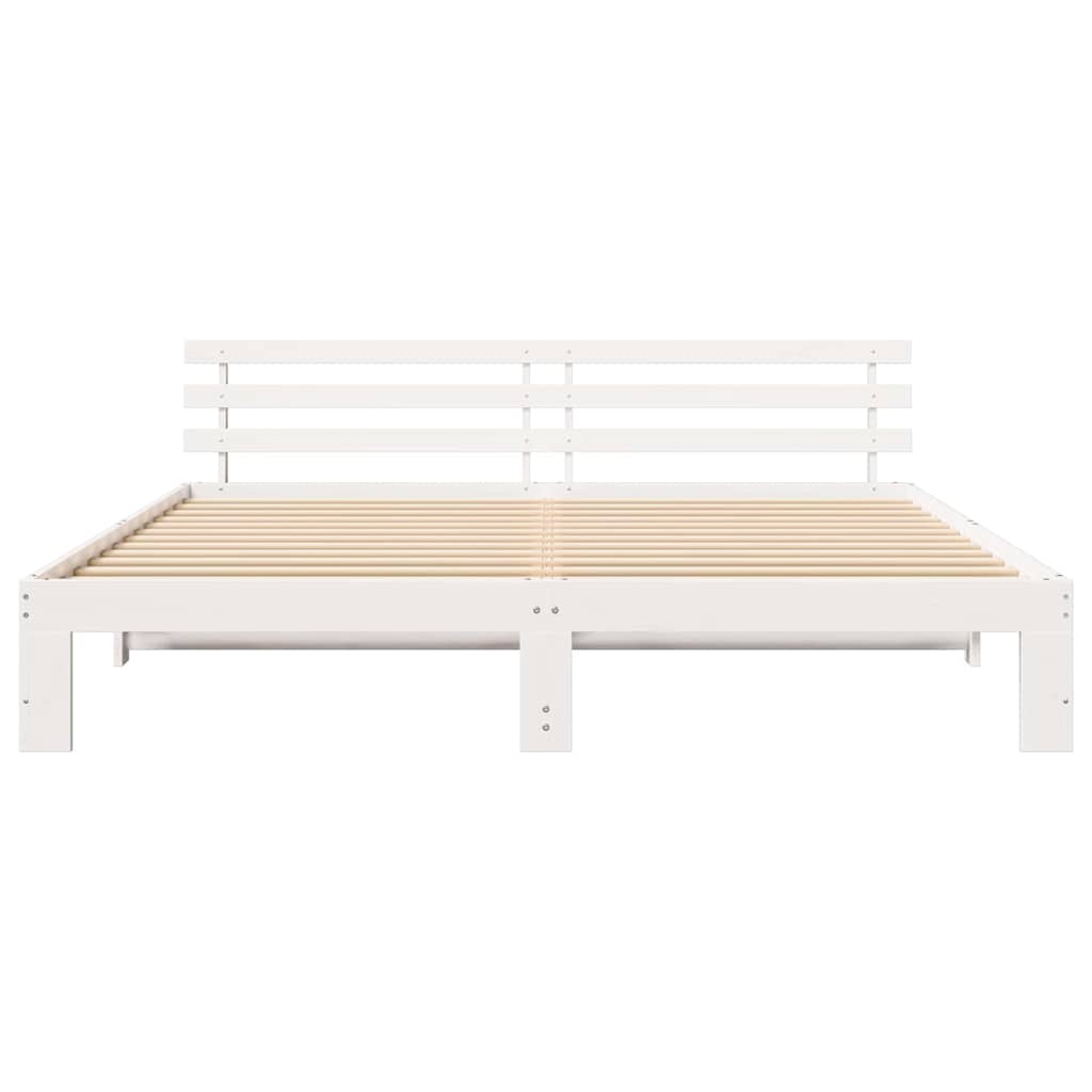 vidaXL Bed Frame with Headboard White 180 x 200 cm Solid Pine Wood