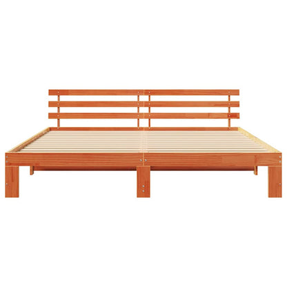vidaXL Bed Frame with Headboard Wax Brown 180 x 200 cm Solid Pine Wood