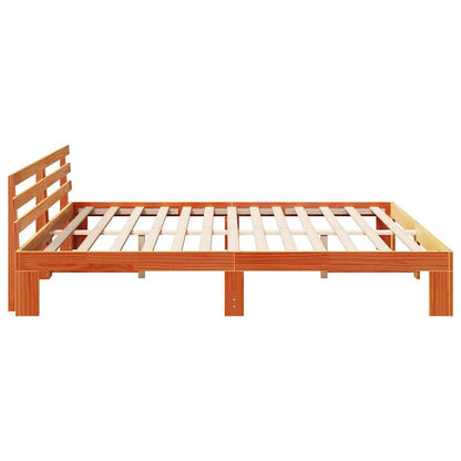 vidaXL Bed Frame with Headboard Wax Brown 180 x 200 cm Solid Pine Wood