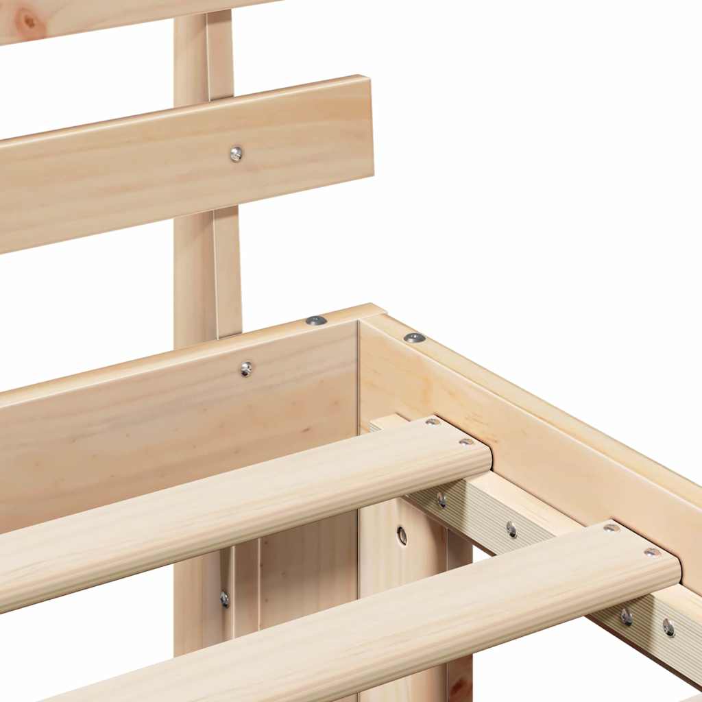 vidaXL Bed Frame with Headboard Natural 160 x 200 cm Solid Pine Wood