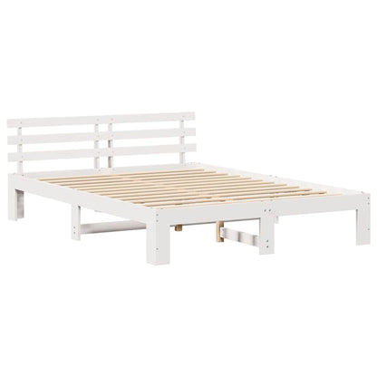 vidaXL Bed Frame with Headboard White 150 x 200 cm Solid Pine Wood