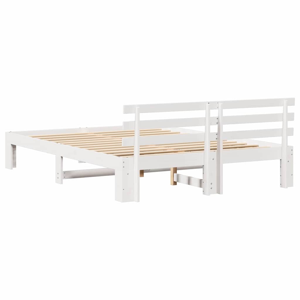 vidaXL Bed Frame with Headboard White 150 x 200 cm Solid Pine Wood