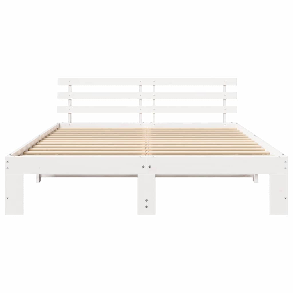 vidaXL Bed Frame with Headboard White 150 x 200 cm Solid Pine Wood