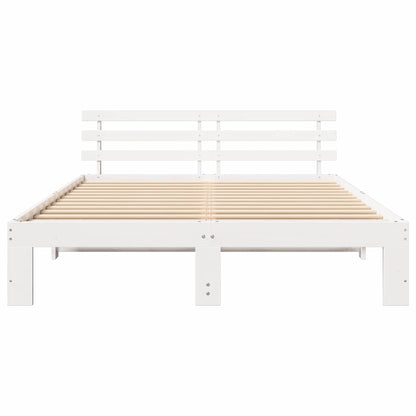 vidaXL Bed Frame with Headboard White 150 x 200 cm Solid Pine Wood