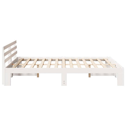 vidaXL Bed Frame with Headboard White 150 x 200 cm Solid Pine Wood